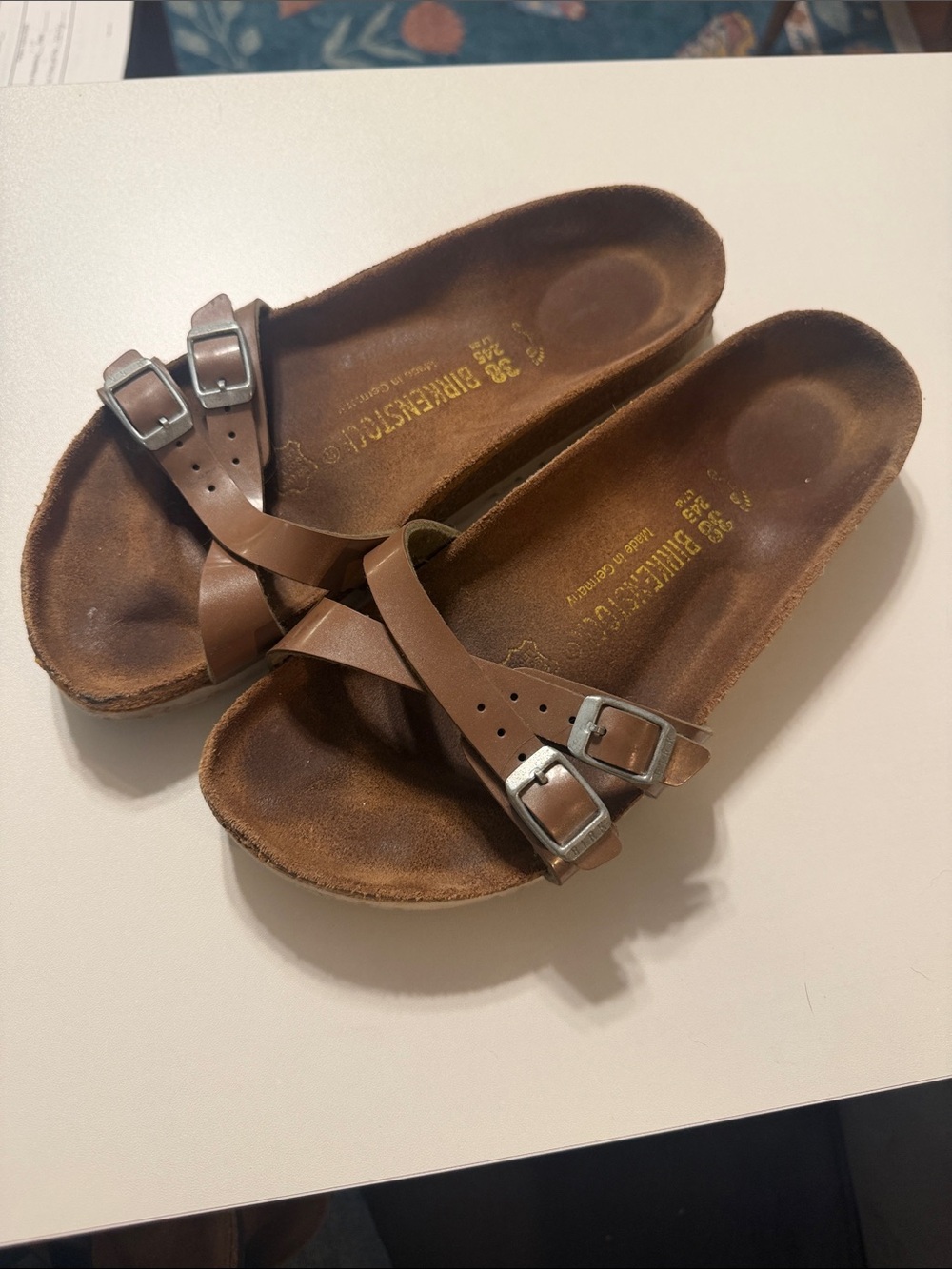 Birkenstock Brown Double-Buckle Cross-Strap Sandals